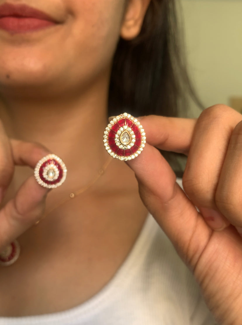 Moissanite red pendant set