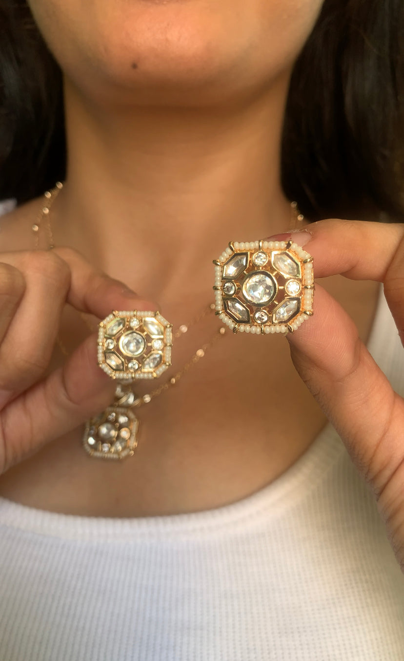 Layered moissanite pendant set