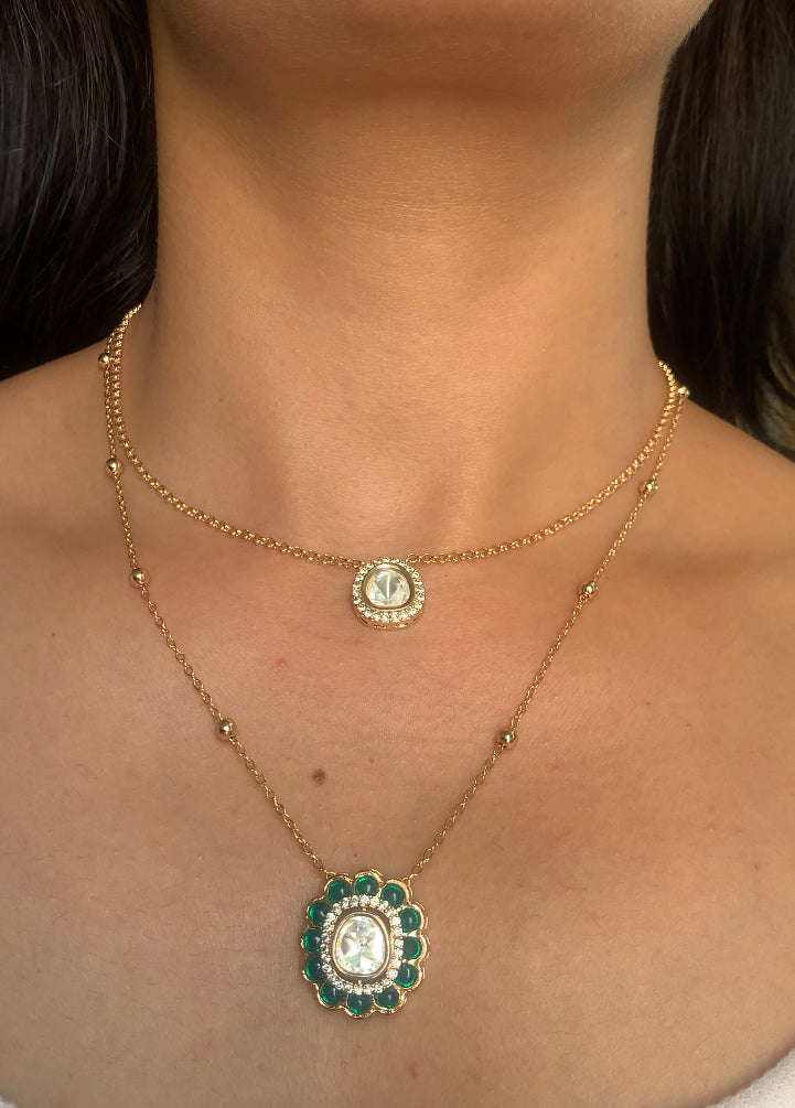 Layered moissanite pendant set