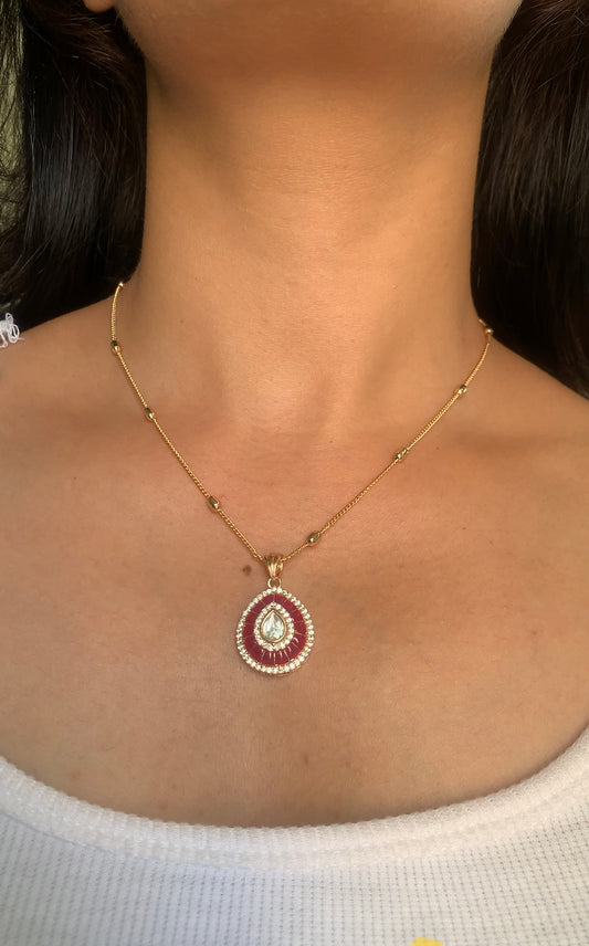 Moissanite red pendant set