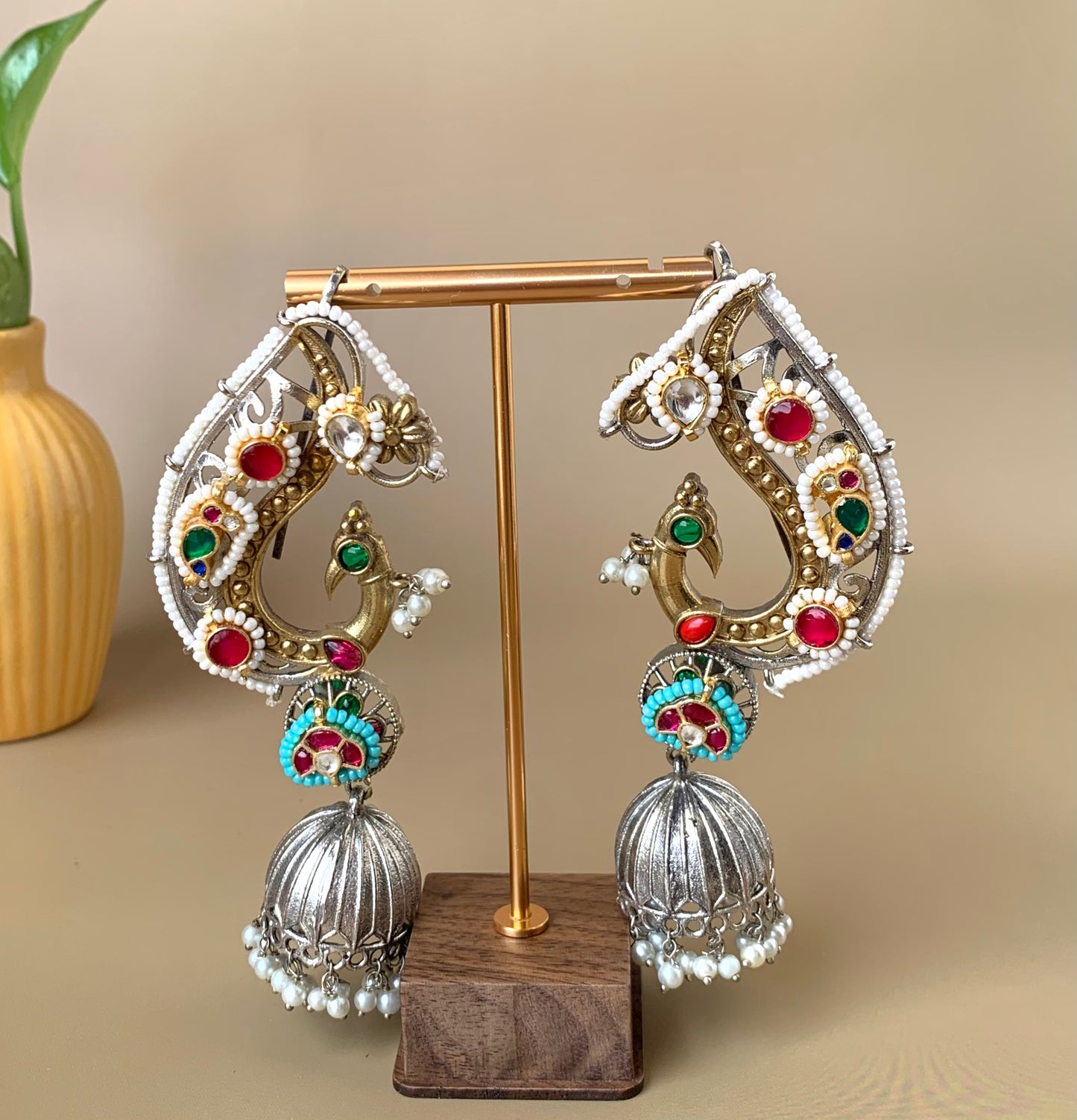 Peacock earcuffs