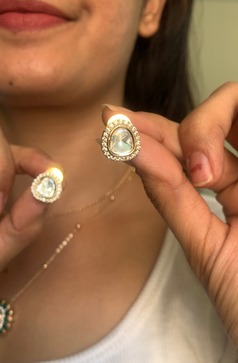 Layered moissanite pendant set